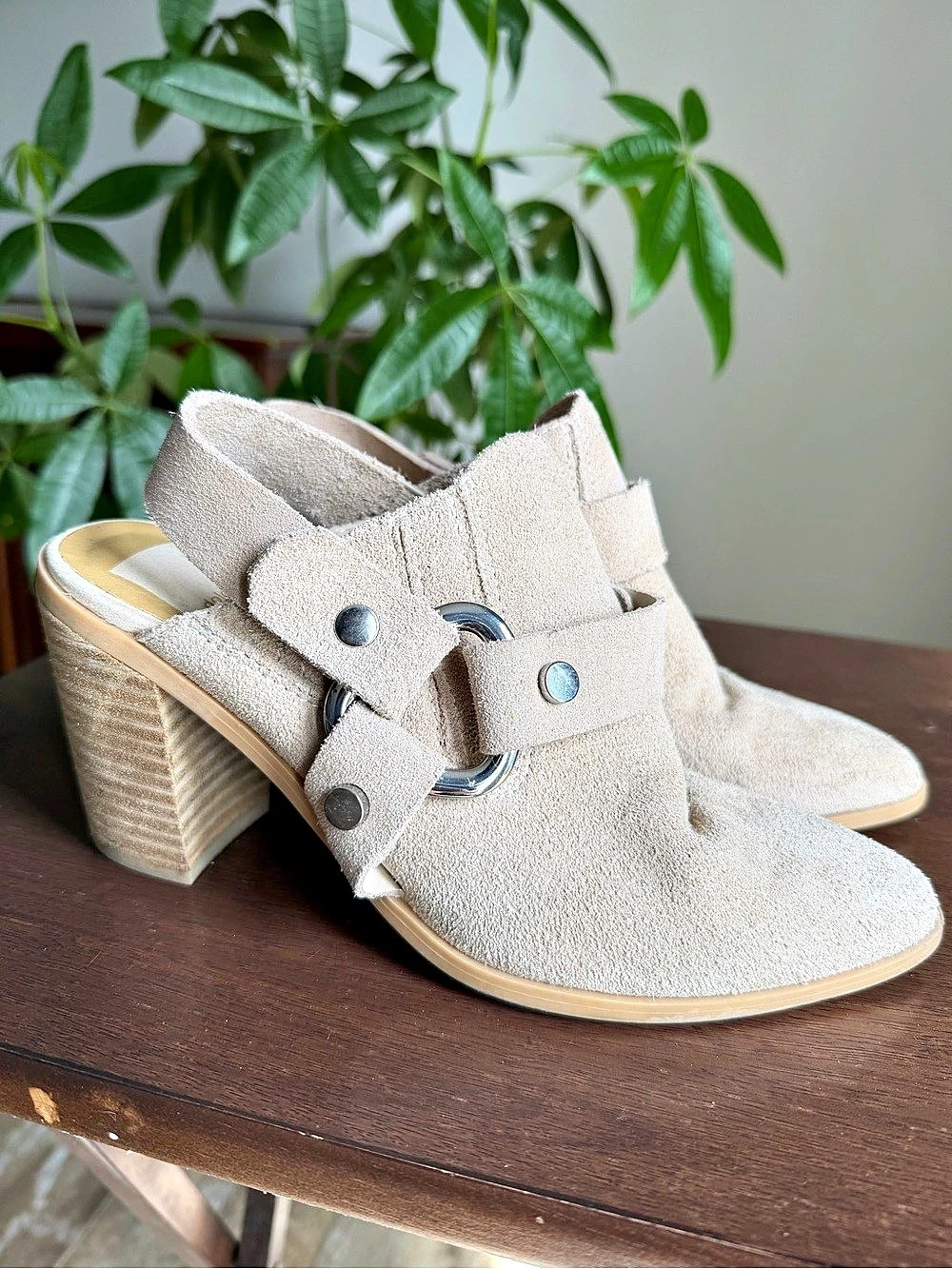 dolce vita Rango Leather Mules Beige Size 7M